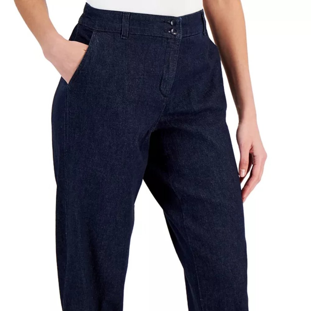 Karen Scott Women's Comfort-Waist Capri Pants, Dark Wash - Picture 3 of 13